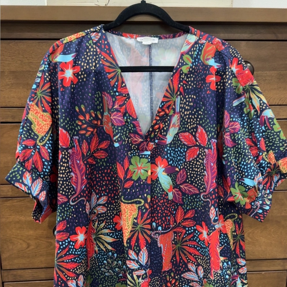 Chic Soul Colorful Floral V-Neck Dress